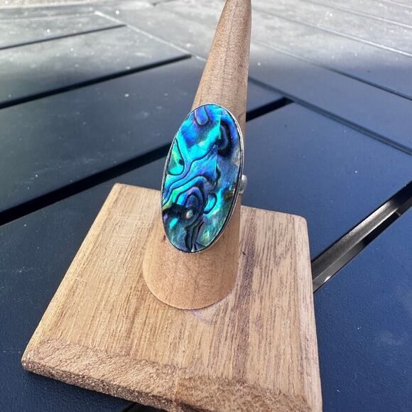 925 Sterling Plated Abalone Ring - Picture 4 of 10